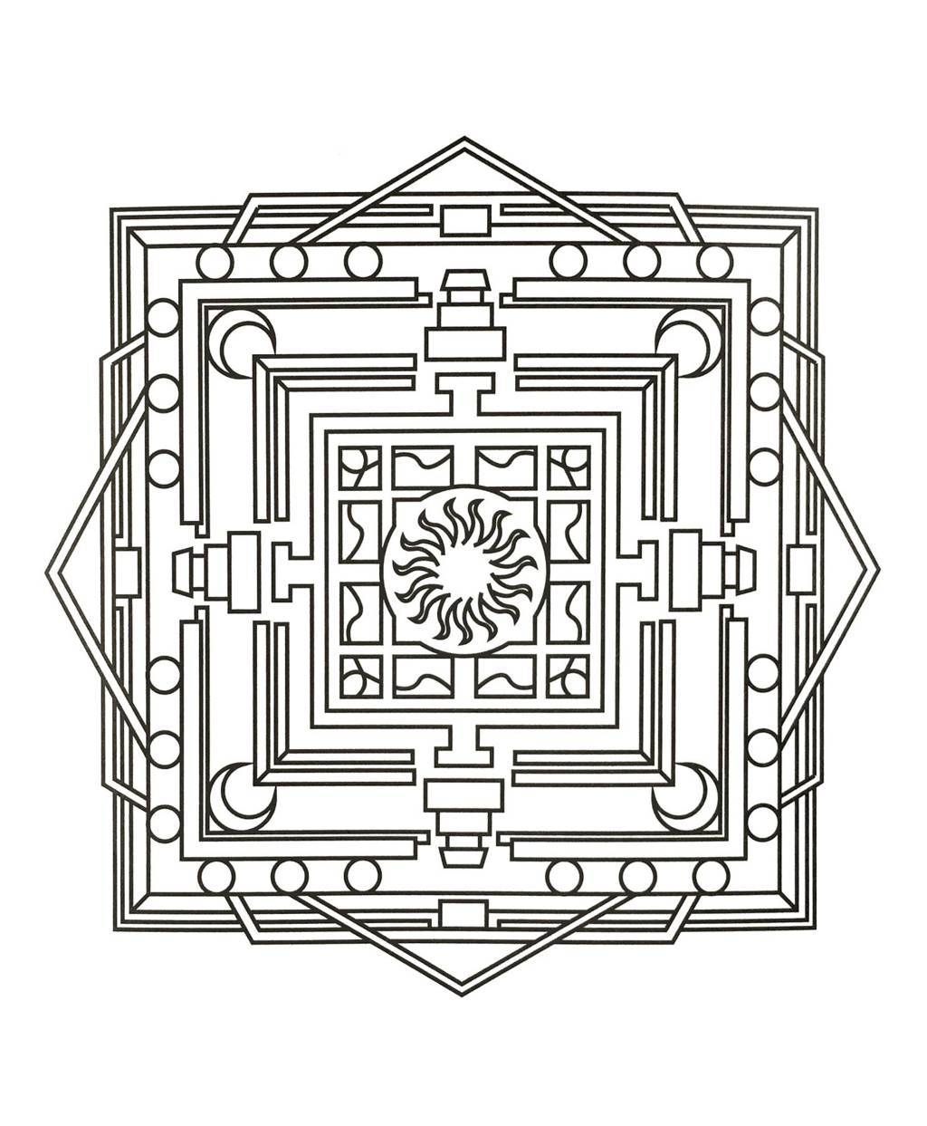 Coloriage Mandala ornemental aux formes circulaires - Mandala à imprimer